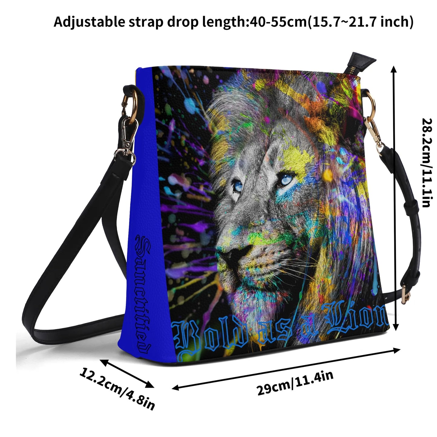 BOLD AS A LION- Womens PU Bucket Bag Shoulder Bag, FREE SHIPPING