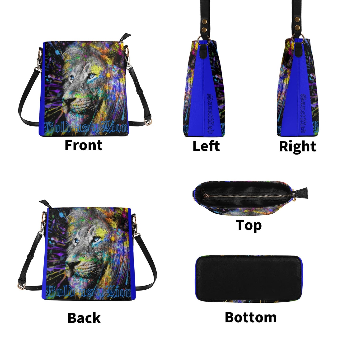 BOLD AS A LION- Womens PU Bucket Bag Shoulder Bag, FREE SHIPPING