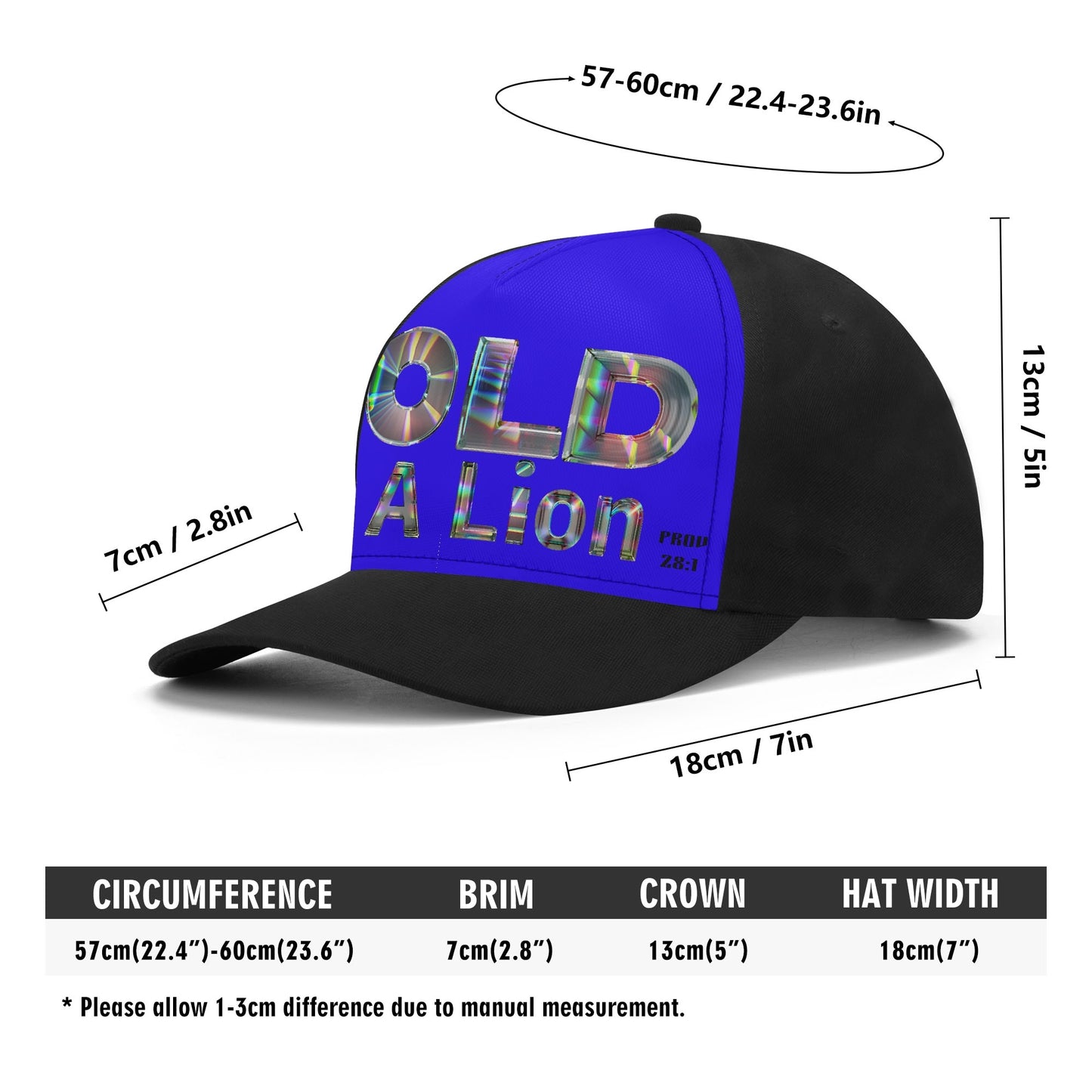 BOLD AS A LION- Front Printing Baseball Cap, FREE SHIPPING