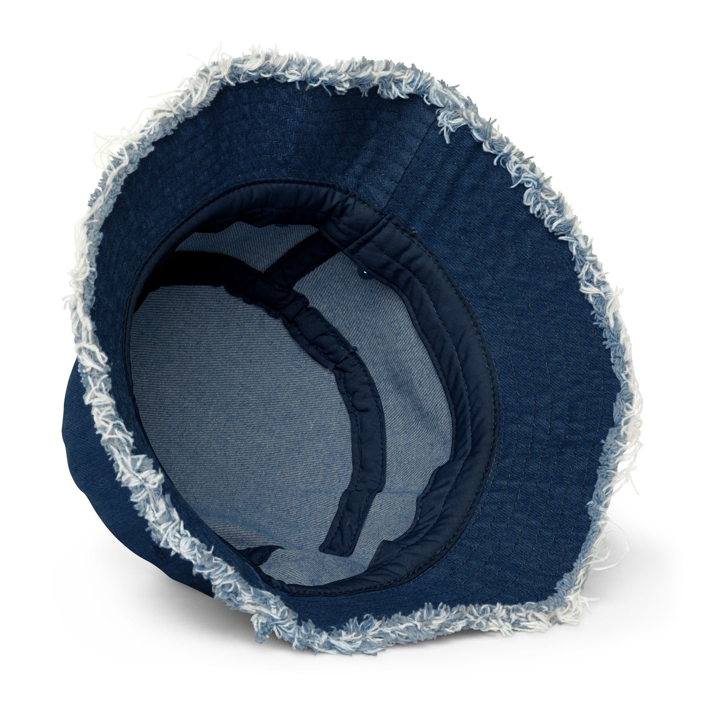 Alpha and Omega- Distressed denim bucket hat