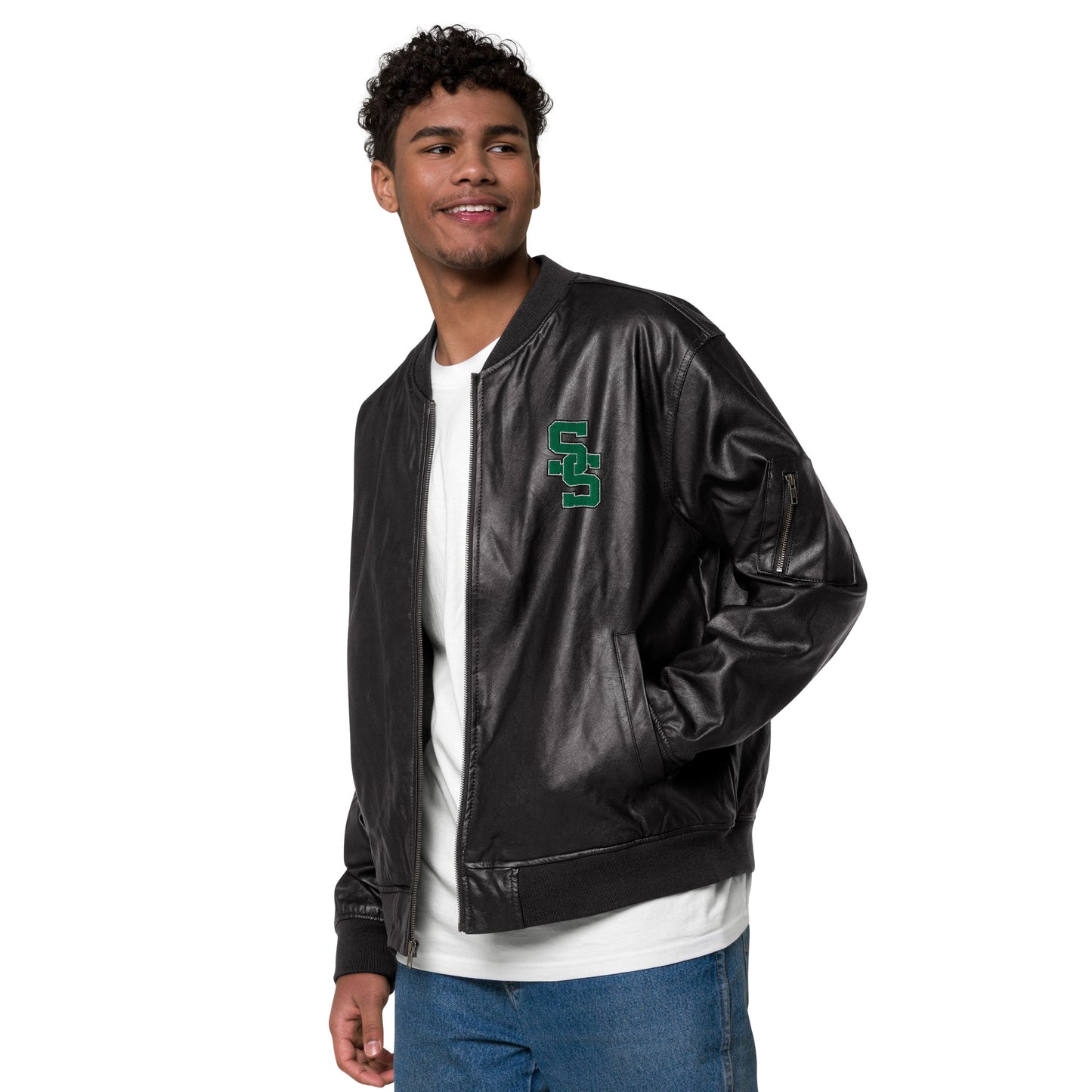 South Side H.S. Faux Leather Bomber Jacket