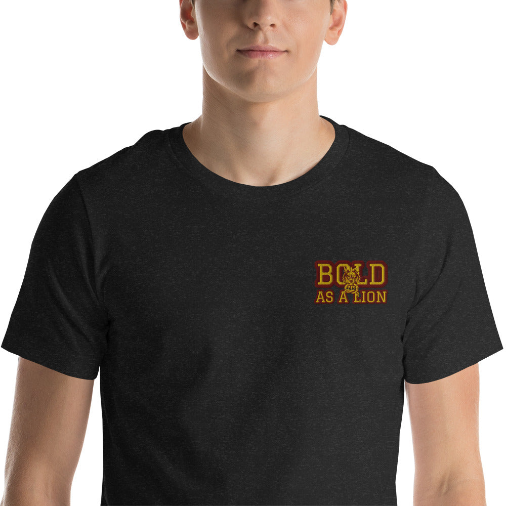 BOLD AS A LION- EMBROIDERED FRONT Unisex t-shirt