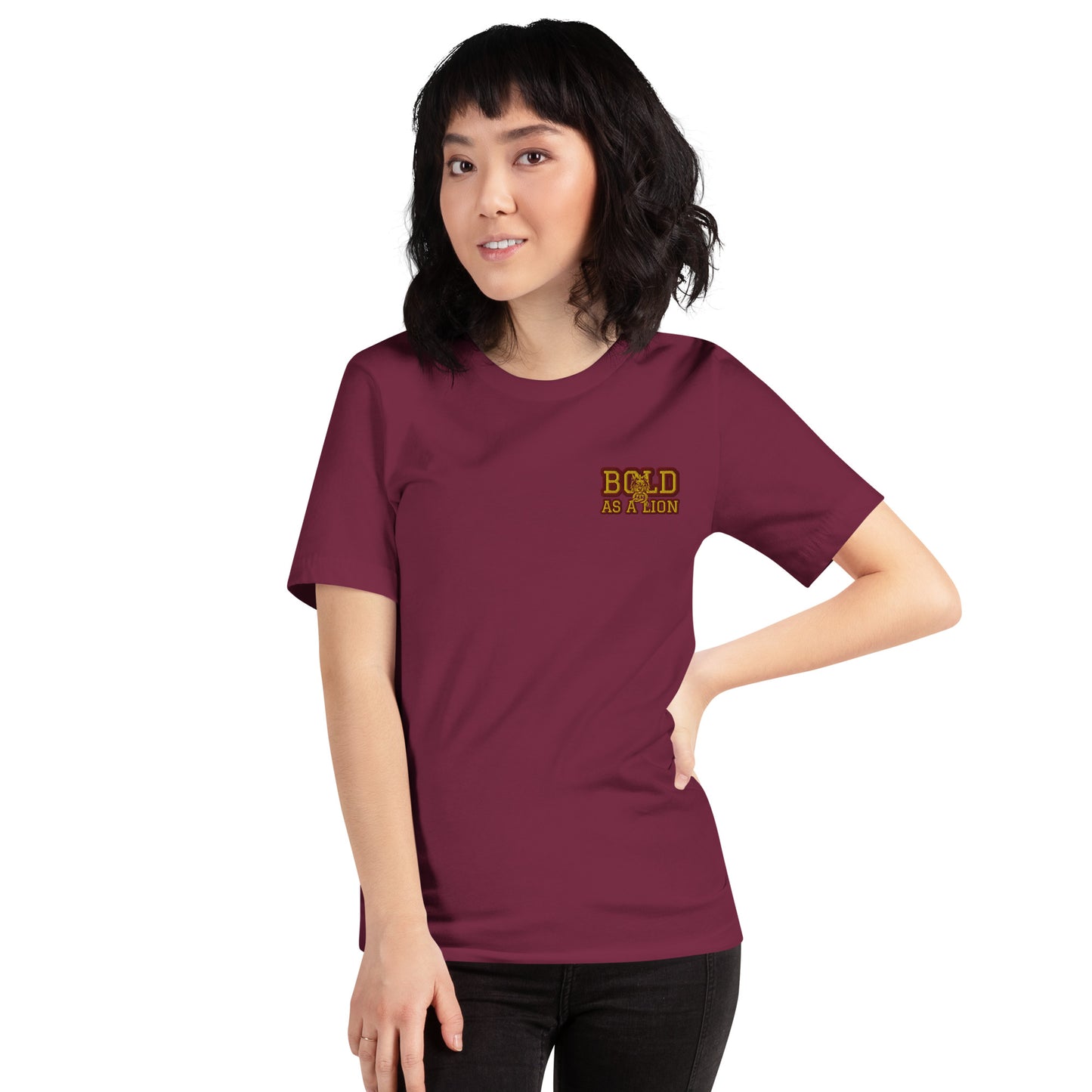 BOLD AS A LION- EMBROIDERED FRONT Unisex t-shirt