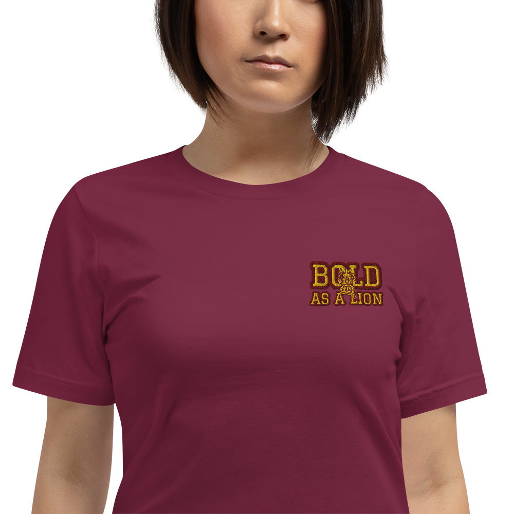 BOLD AS A LION- EMBROIDERED FRONT Unisex t-shirt