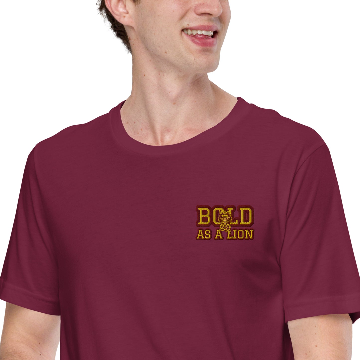 BOLD AS A LION- EMBROIDERED FRONT Unisex t-shirt